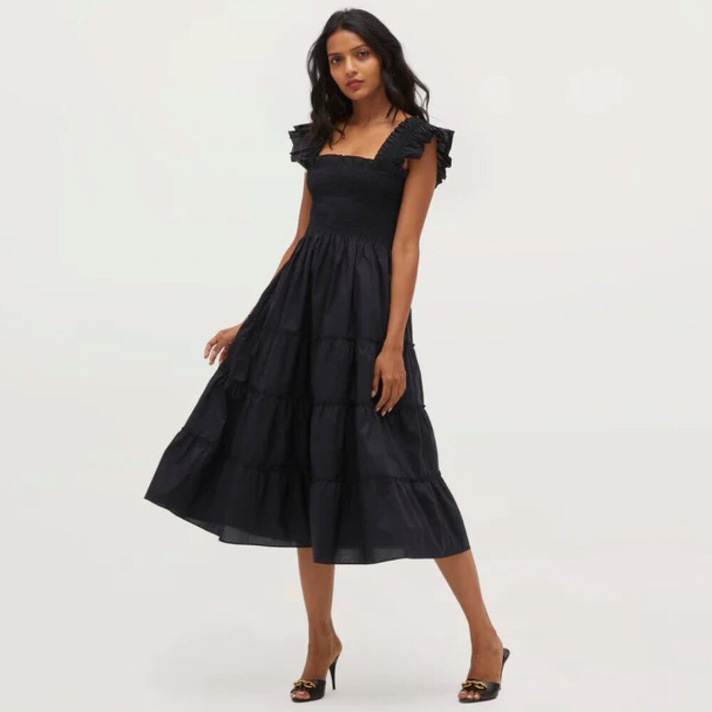 Hill House Ellie Nap Dress Classic Black Poplin Cotton SZ M